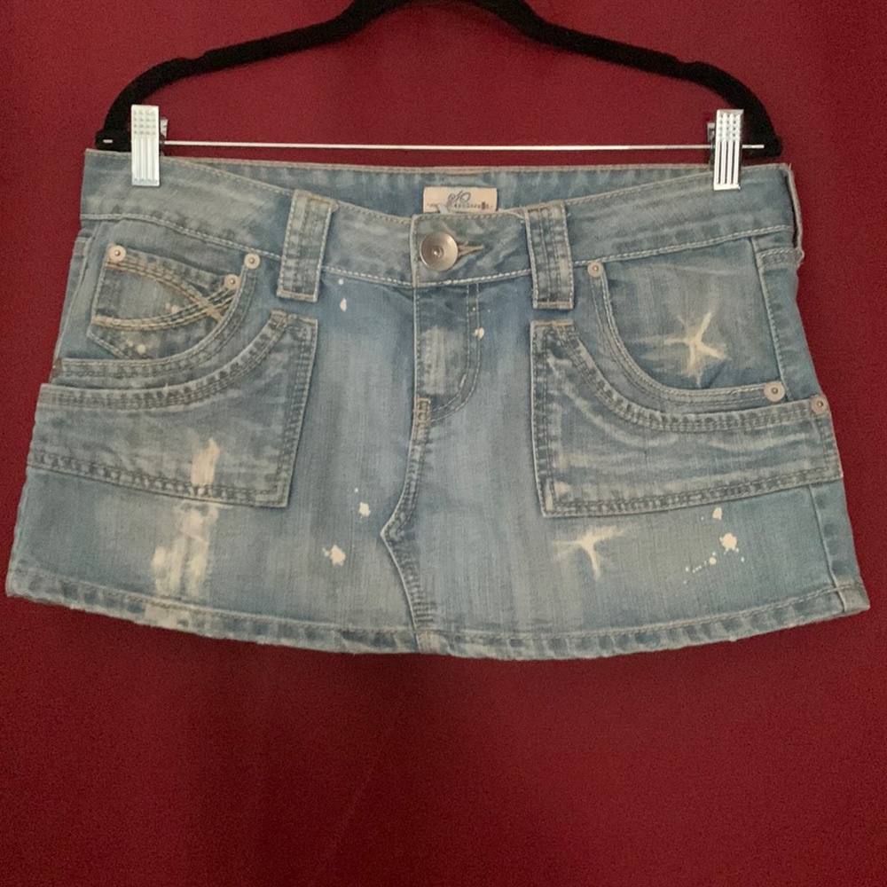 Vintage White washed mini blue jean skirt